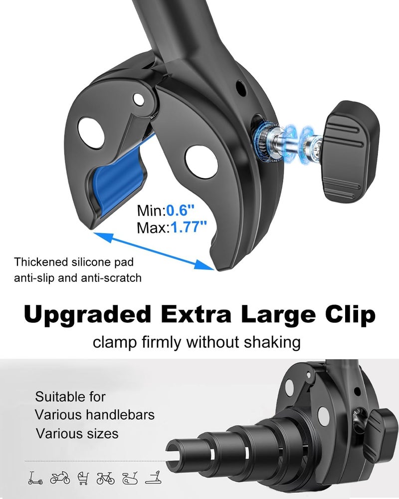 Wukanleng Walker Tablet Holder, Long Gooseneck Tablet Mount Clamp for Rollator Walker, Rolling Walker, Lightweight Walkers, Walkers for Seniors, Fit for iPad Pro Air Mini, iPhone, 4-13" Devices - Image 5