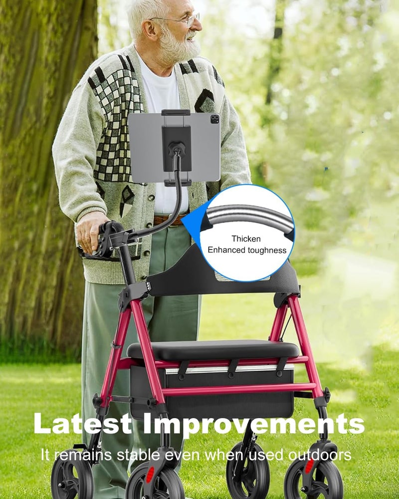 Wukanleng Walker Tablet Holder, Long Gooseneck Tablet Mount Clamp for Rollator Walker, Rolling Walker, Lightweight Walkers, Walkers for Seniors, Fit for iPad Pro Air Mini, iPhone, 4-13" Devices - Image 3