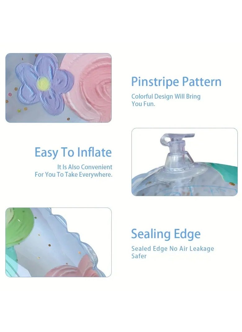 Goolsky - 1pc Flower Pattern Transparent Swimming Ring, Inflatable Water Floating Ring, Suitable For Summer Parties, Beach Fun(60#) - Image 1