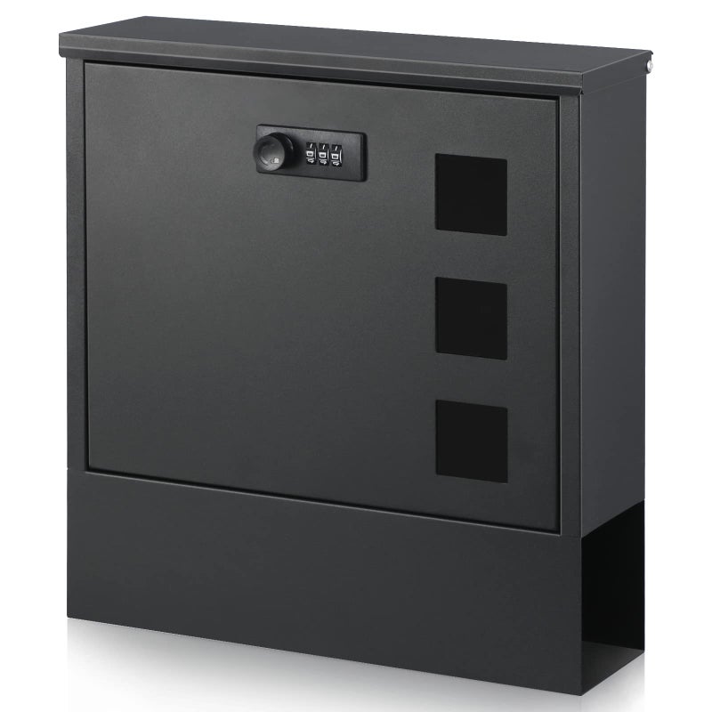xydled Mailbox with Combination LockLarge Capacity Wall Mounted Locking Security MailboxLarge Mail Box with Newspaper Compartment Black128x118x33 Inch