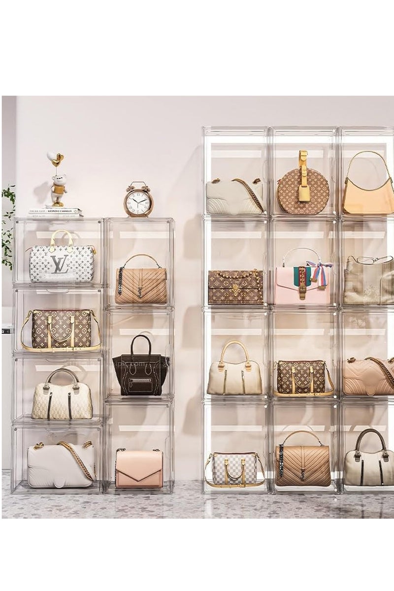 MONOGUE Handbag Storage Organizer for Closet Acrylic Display Box Stackable Storage with Magnetic Door for Figure Hat Toys Books and Bags - Image 1