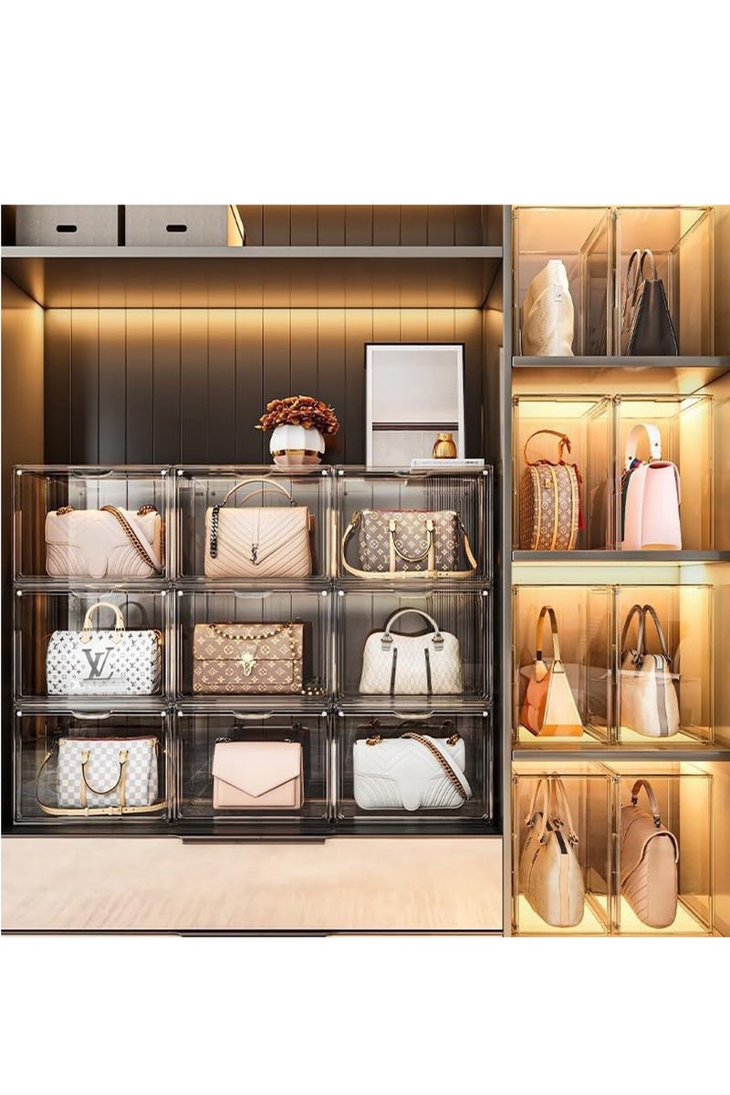 MONOGUE Handbag Storage Organizer for Closet Acrylic Display Box Stackable Storage with Magnetic Door for Figure Hat Toys Books and Bags - Image 5