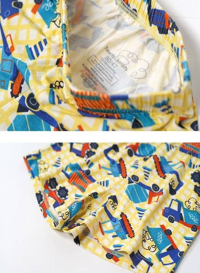 Teach Leanbh Toddler Baby Boys Girls Bamboo Viscose Pajamas Set Round Neck Short Sleeve Snug Fit Sleepwear Pjs 12M-5Y (Navy Dinosaur, 18-24 Months) - Image 4