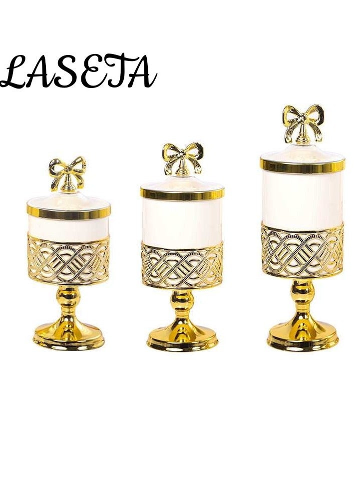 Laseta Three-piece candy jar set,Coffee & Tea Canister Set,Premium Kitchen Storage for Sugar, Arabic Coffee Beans - Image 1