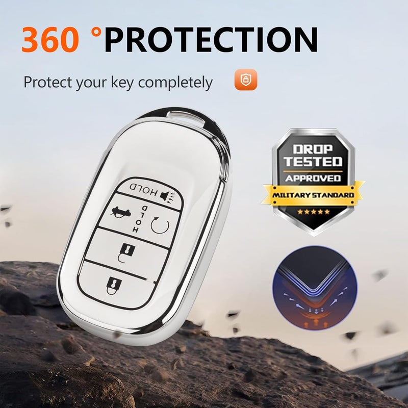 Flensent Key Fob Cover for Honda with Diamond Keychain - Image 4