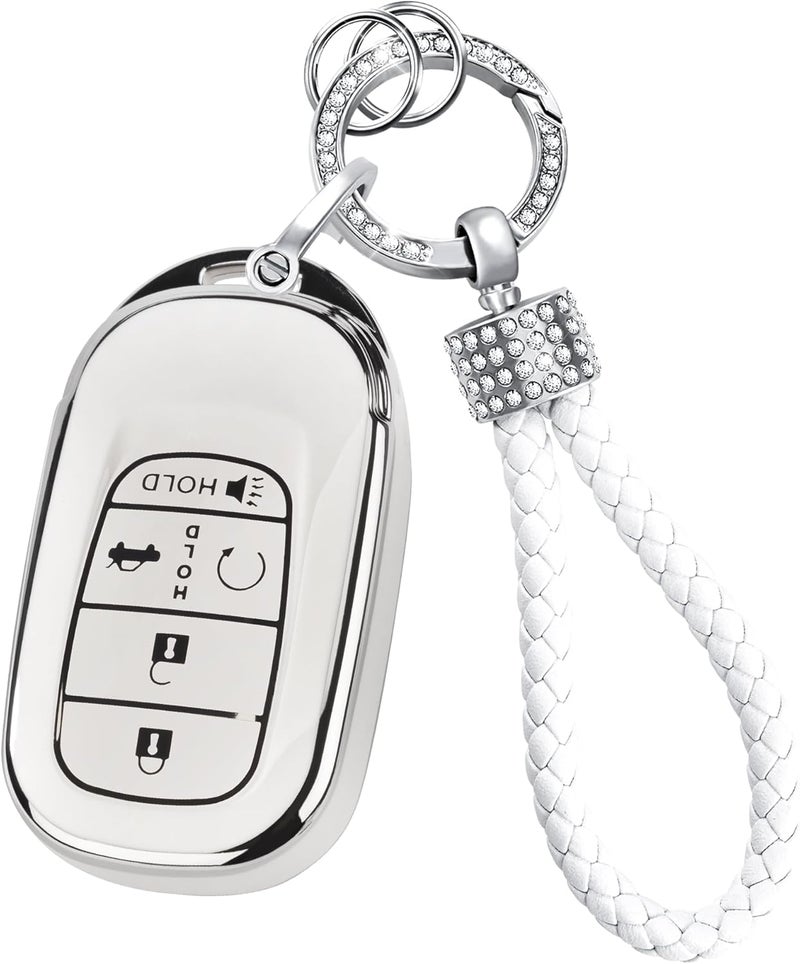 Flensent Key Fob Cover for Honda with Diamond Keychain - Image 1