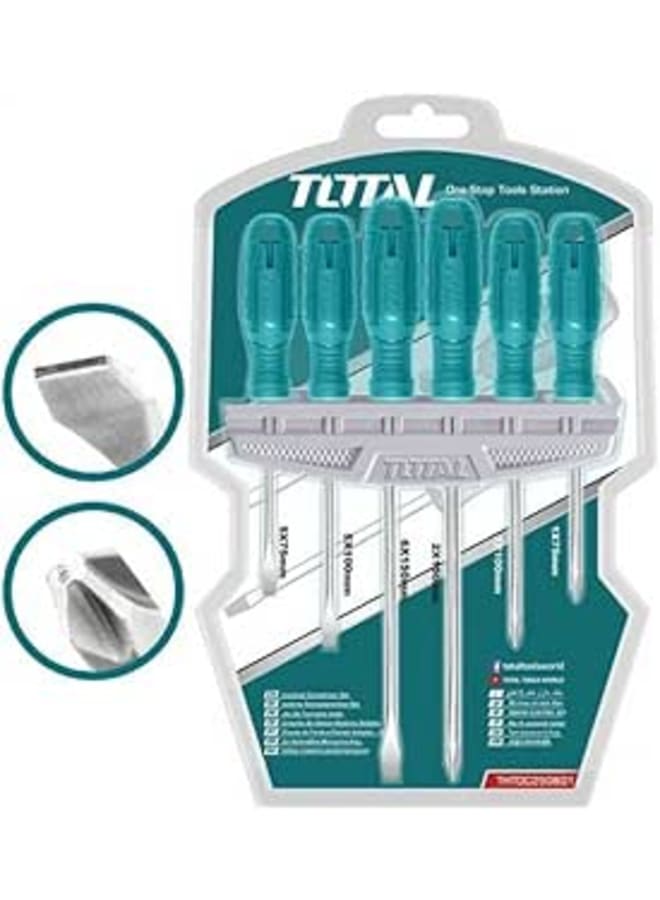 Total 6-piece screwdriver set, regular and cross
