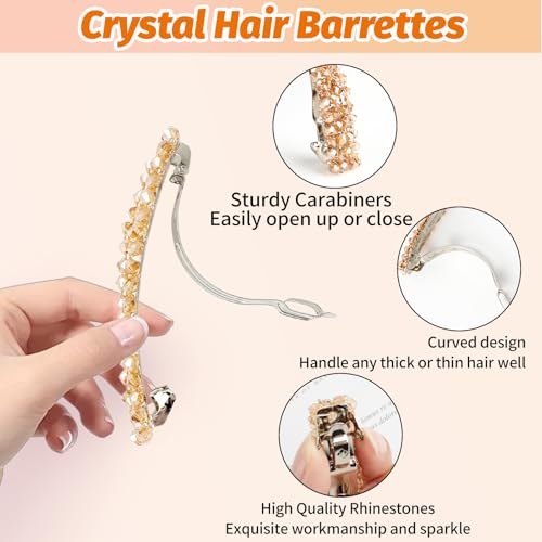VinBee Crystal Hair Barrettes For Women, Cute Rhinestone Hair Clips Accessories,Fashion Rhinestone HairPins Bobby Pins For Women And Girls Gift -7 Colors - Image 3
