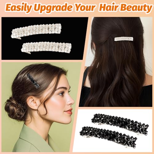 VinBee Crystal Hair Barrettes For Women, Cute Rhinestone Hair Clips Accessories,Fashion Rhinestone HairPins Bobby Pins For Women And Girls Gift -7 Colors - Image 4