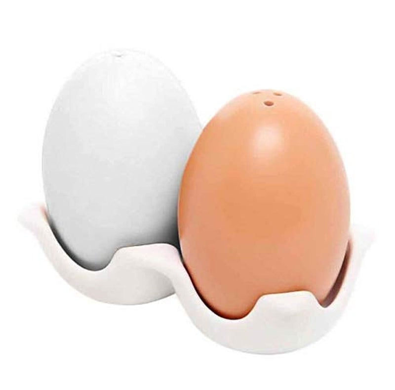 VILON Premium Ceramic Egg-Shape Salt and Pepper Shakers Set of 2 – Cute Novelty Seasoning Dispensers – Modern & Vintage Spice Shakers for Kitchen, Dining Table & Home Decor – White & Black Set - Image 1