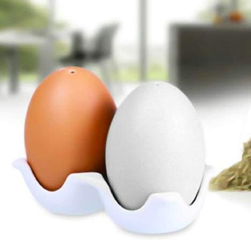 VILON Premium Ceramic Egg-Shape Salt and Pepper Shakers Set of 2 – Cute Novelty Seasoning Dispensers – Modern & Vintage Spice Shakers for Kitchen, Dining Table & Home Decor – White & Black Set - Image 3