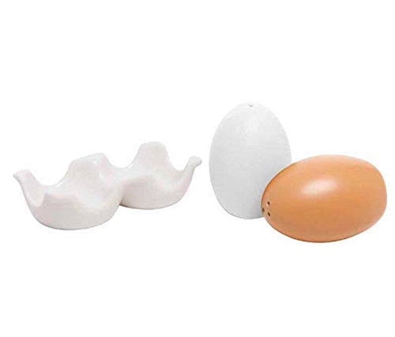 VILON Premium Ceramic Egg-Shape Salt and Pepper Shakers Set of 2 – Cute Novelty Seasoning Dispensers – Modern & Vintage Spice Shakers for Kitchen, Dining Table & Home Decor – White & Black Set - Image 2