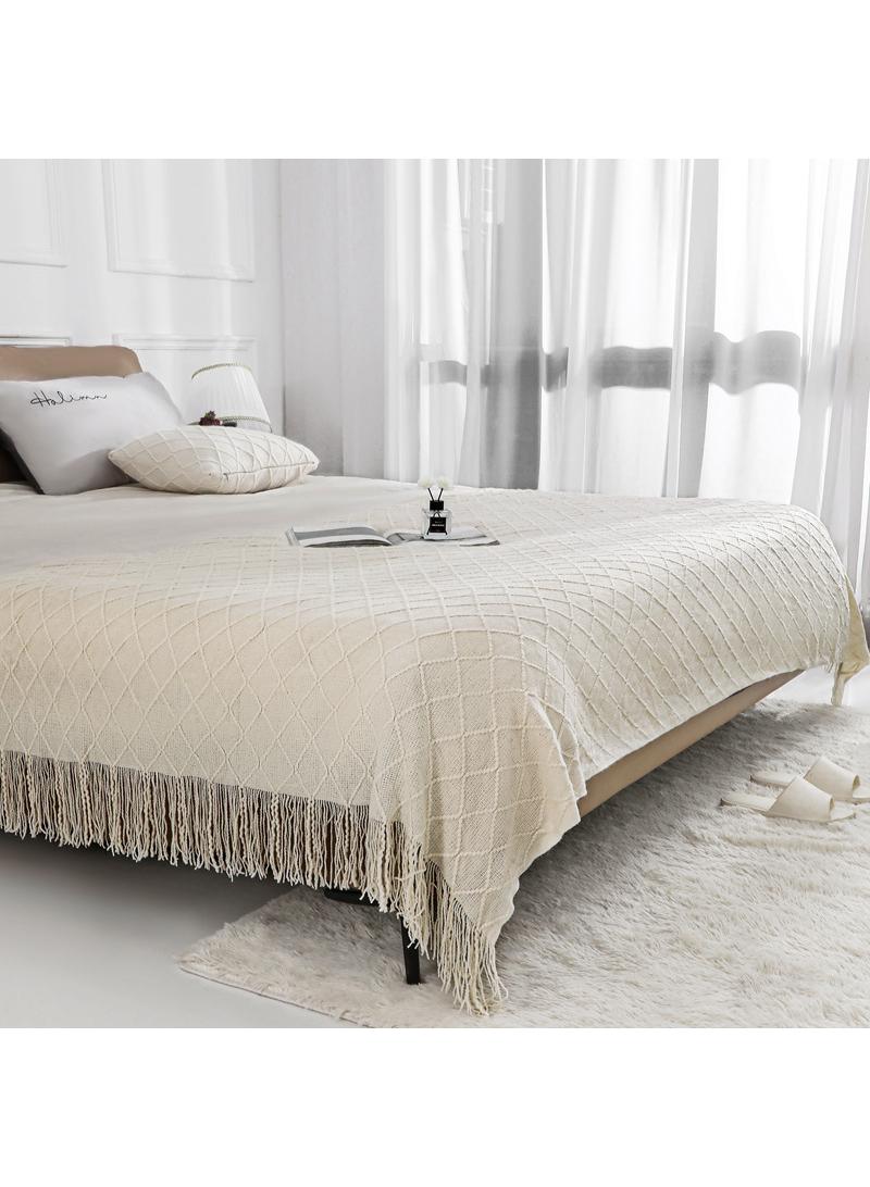 general Vintage Blanket Solid Color Knitted Blanket Sofa Blanket  - Image 1