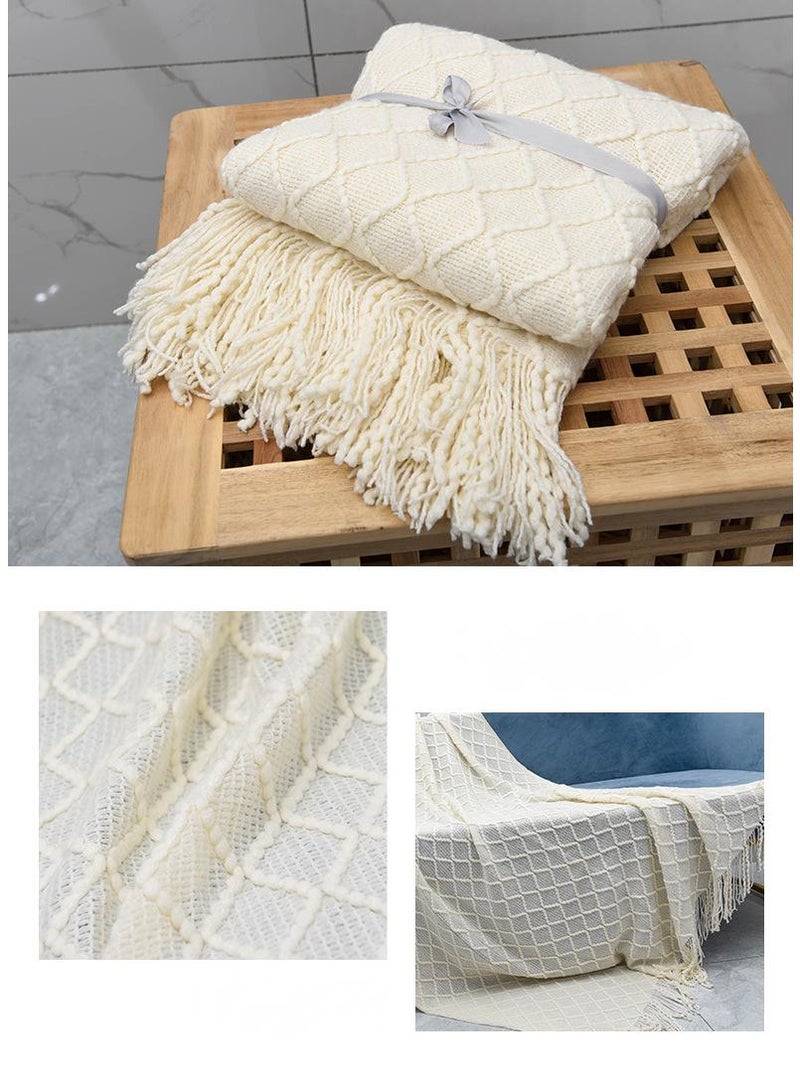 general Vintage Blanket Solid Color Knitted Blanket Sofa Blanket  - Image 3