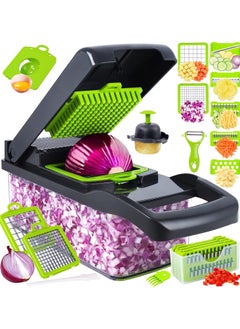 16 in 1 Vegetable Chopper with Interchangeable Blades Multicolor