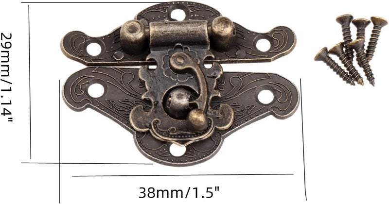 Dophee dophee Vintage Box Latch Hasp Pad Chest Lock Plate for Furniture Wooden Box Jewelry Case Cabinet with Mounting Screws  38x29mm15x114 - Image 4