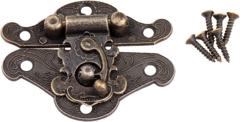 Dophee dophee Vintage Box Latch Hasp Pad Chest Lock Plate for Furniture Wooden Box Jewelry Case Cabinet with Mounting Screws  38x29mm15x114 - Image 1