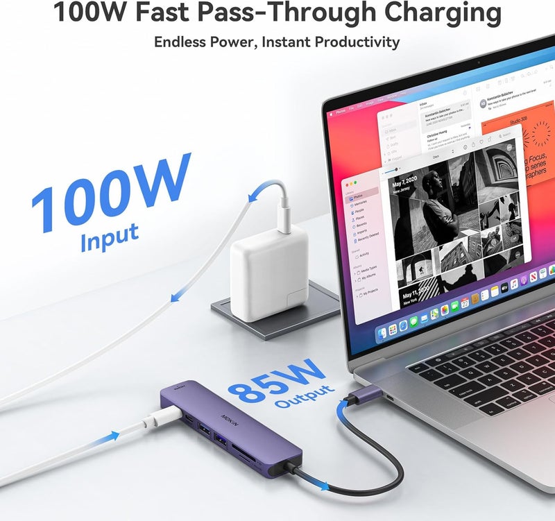 Mokin 7 in 1 USB C Hub with HDMI, SD/TF Card Reader, USB 3.0, 100W PD Compatible for MacBook Pro/Air, Dell XPS, Lenovo Thinkpad - Image 4