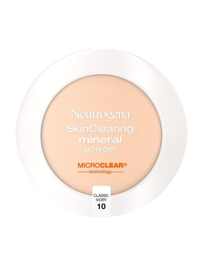 Neutrogena SkinClearing Mineral Acne-Concealing Pressed Powder Compact, Shine-Free & Oil-Absorbing Makeup with Salicylic Acid to Cover, Treat & Prevent Breakouts, Classic Ivory 10,.38 oz - Image 1