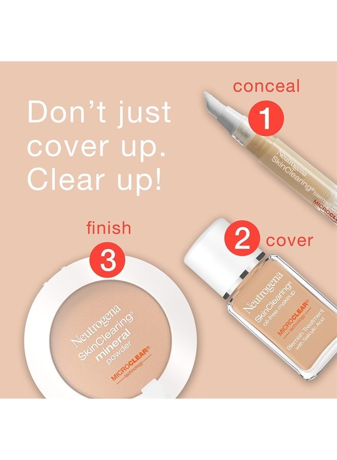 Neutrogena SkinClearing Mineral Acne-Concealing Pressed Powder Compact, Shine-Free & Oil-Absorbing Makeup with Salicylic Acid to Cover, Treat & Prevent Breakouts, Classic Ivory 10,.38 oz - Image 5