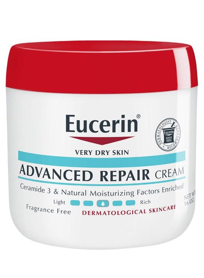 يوسيرين كريم الجسم Eucerin Advanced Repair، كريم الجسم الخالي من العطور للبشرة الجافة، عبوة 16 أونصة - Image 1