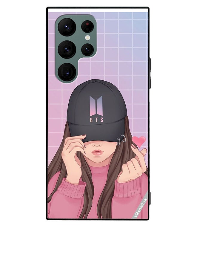 VR CREATIVE Protective Case Cover For Samsung Galaxy S22 Ultra 5G Bts Cap Girl Design Multicolour - Image 1