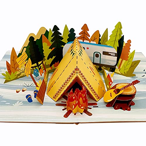 Liif Family Camping 3D Greeting Pop Up Card - Happy Retirement, Fathers Day, Summer, Holiday, Mountain, Outdoor, Thank you, Birthday Card For Friend, Sister, Brother - Image 4