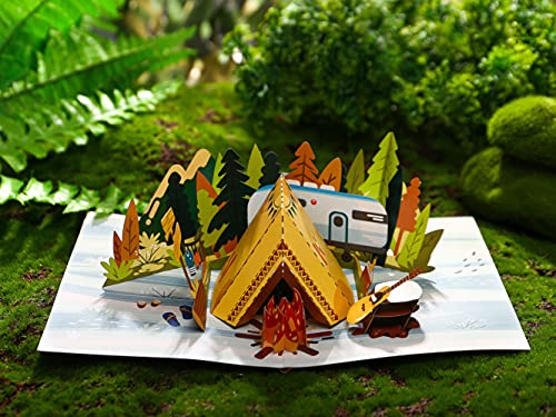 Liif Family Camping 3D Greeting Pop Up Card - Happy Retirement, Fathers Day, Summer, Holiday, Mountain, Outdoor, Thank you, Birthday Card For Friend, Sister, Brother - Image 2