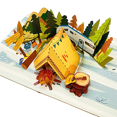 Liif Family Camping 3D Greeting Pop Up Card - Happy Retirement, Fathers Day, Summer, Holiday, Mountain, Outdoor, Thank you, Birthday Card For Friend, Sister, Brother - Image 3