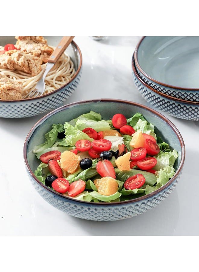 HVH 8.5 inch Large Pasta Bowls Set of 4, 46oz Big Salad Bowl Set of 4, Shallow Bowls, Ceramic Plates Set, Ceramic Bowls Set Microwave and Dishwasher Safe (Wabi sabi) - Image 5