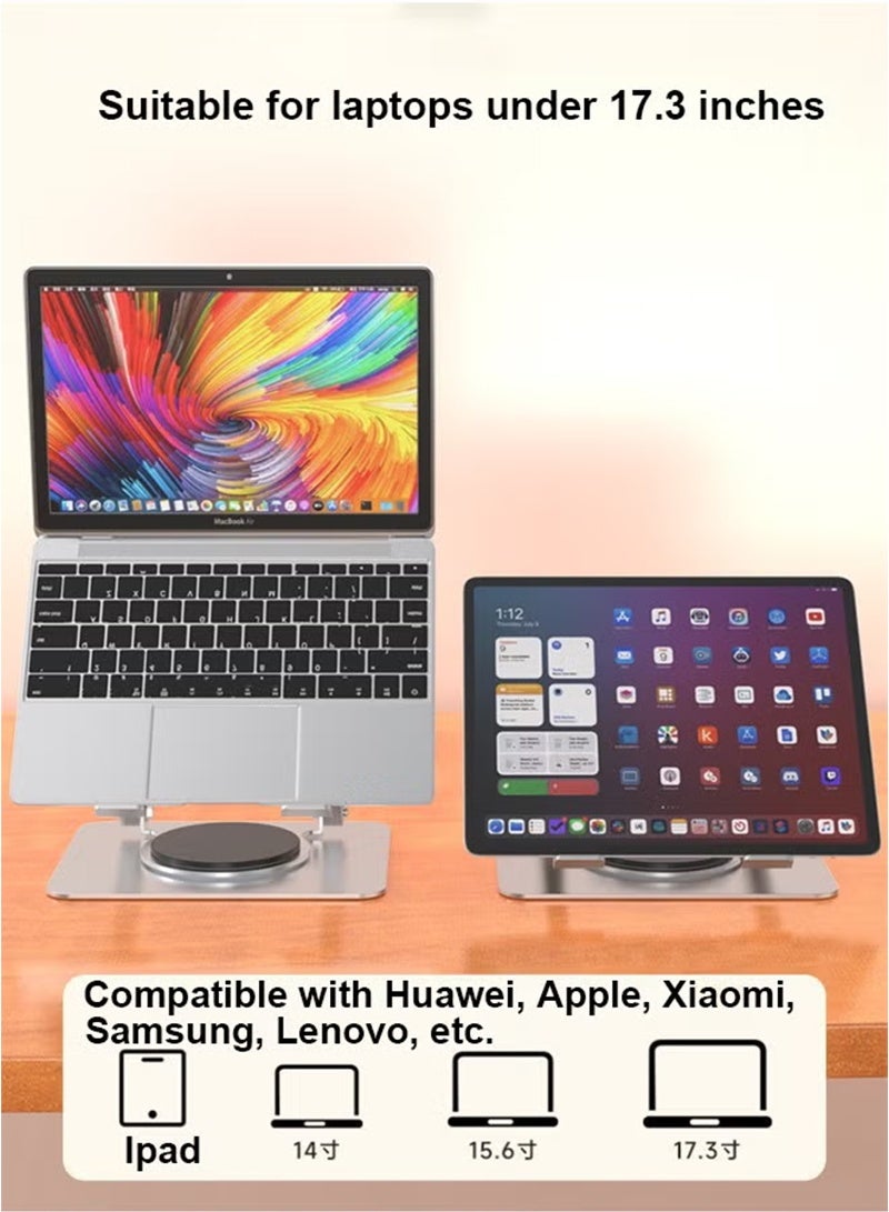 Topyich Adjustable Laptop Stand for Desk with 360 Rotating Base, Ergonomic Foldable Computer Holder for Collaborative Work, Fits MacBook All Laptops up to 17 inches  - Image 3