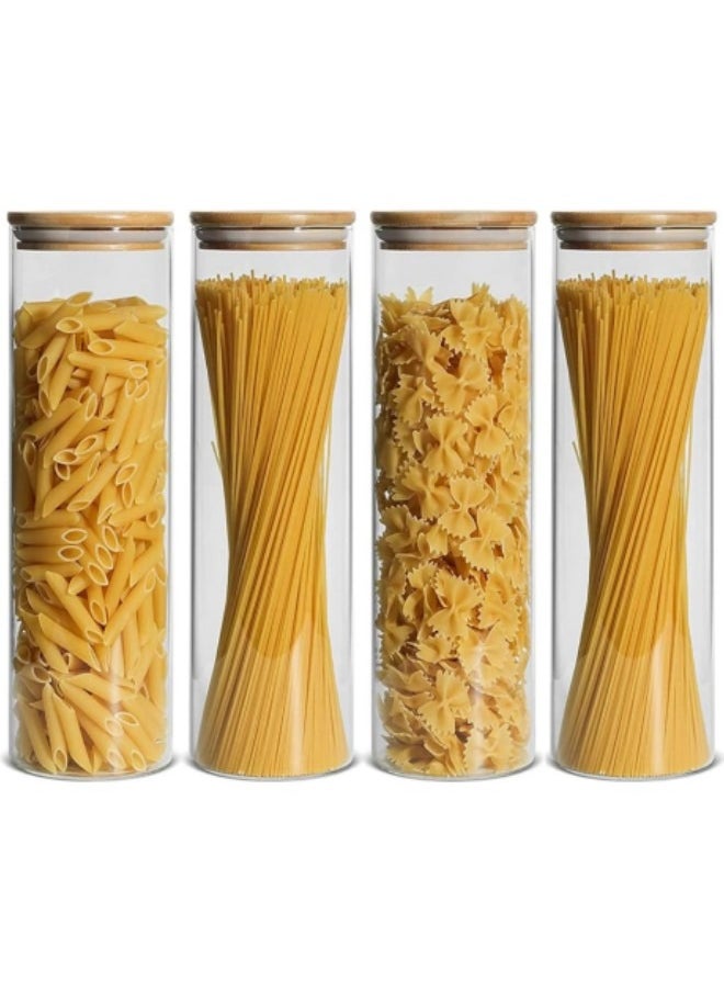 GGEROU - Glass Storage Jar Containers Set,Spice Jar Set,4 Piece Glass Jar with Bamboo Airtight Lids and Labels 2200ml - Image 1