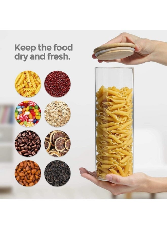 GGEROU - Glass Storage Jar Containers Set,Spice Jar Set,4 Piece Glass Jar with Bamboo Airtight Lids and Labels 2200ml - Image 1