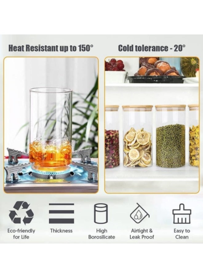 GGEROU - Glass Storage Jar Containers Set,Spice Jar Set,4 Piece Glass Jar with Bamboo Airtight Lids and Labels 2200ml - Image 1