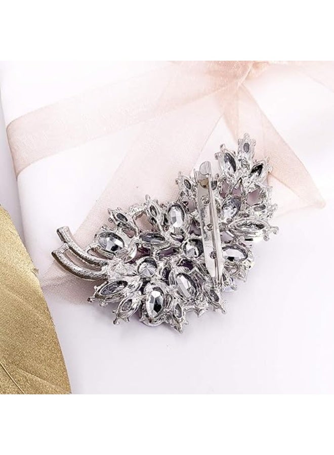 Goolsky Vintage Purple Austrian Crystal Flower Leaf Bouquet Clusters Large Big Brooch Pin for Women Purple Tone - Image 5