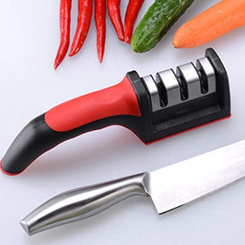Kazenzo 3 Stage Manual System Knife Sharpener with AntiSlip Rubber Base for Grip Three Slots Handle Knife Sharpener Tool with Removable Head Grinder - Image 3