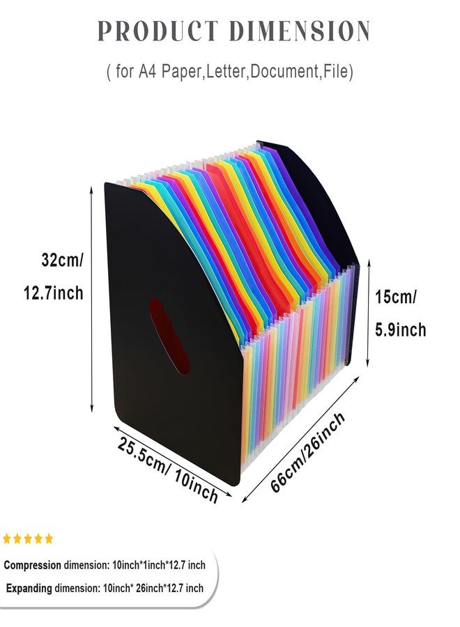SAYEEC Rainbow Expanding File Holder Standing A4 Vertical Mini Book Organizer Magazine Basket Desktop 24 Pockets Files Folder with Handle for Students Examination Paper Bills Office Study - Image 2