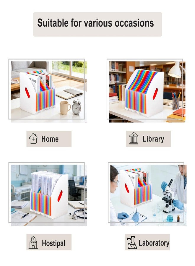 SAYEEC Rainbow Expanding File Holder Standing A4 Vertical Mini Book Organizer Magazine Basket Desktop 24 Pockets Files Folder with Handle for Students Examination Paper Bills Office Study - Image 5