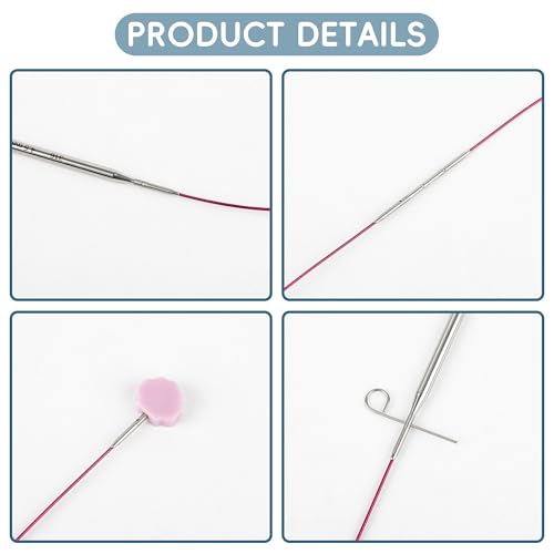 Froggod 4.5-Inch Aluminum Lace Interchangeable Circular Knitting Needle Set, Sizes US 1, 1.5, 2, 2.5, 4, 5, 6, 7 Interchangeable Knitting Needles Lace-Tip with 4 Assorted Cables with Project Bag - Image 3