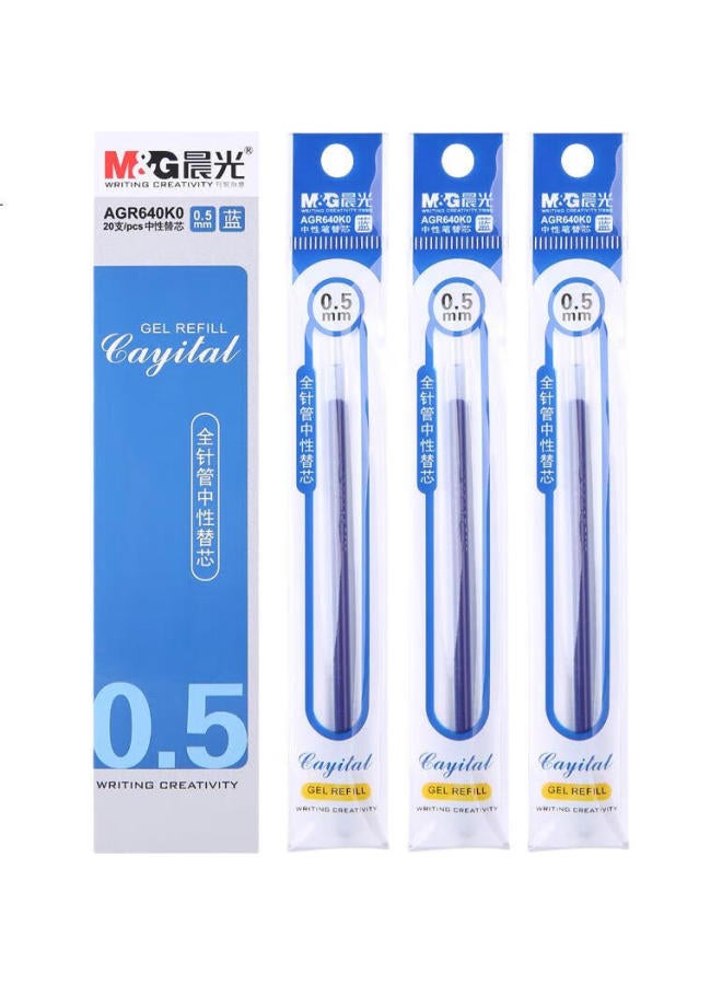 M.G Chenguang (M&G) Stationery Blue 0.5Mm Pull-Cap Full Needle Tube Gel Pen Refills, Signature Pen Refills, Classic Water Pen Refills, Suitable For Students/Office Use, 20-Pack Agr640K0 - Image 2