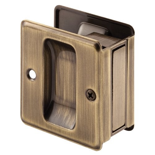 Prime-Line N 7080 Solid Brass, Antique Brass Finish, Pocket Door Combination Pull (Single Pack) - Image 5