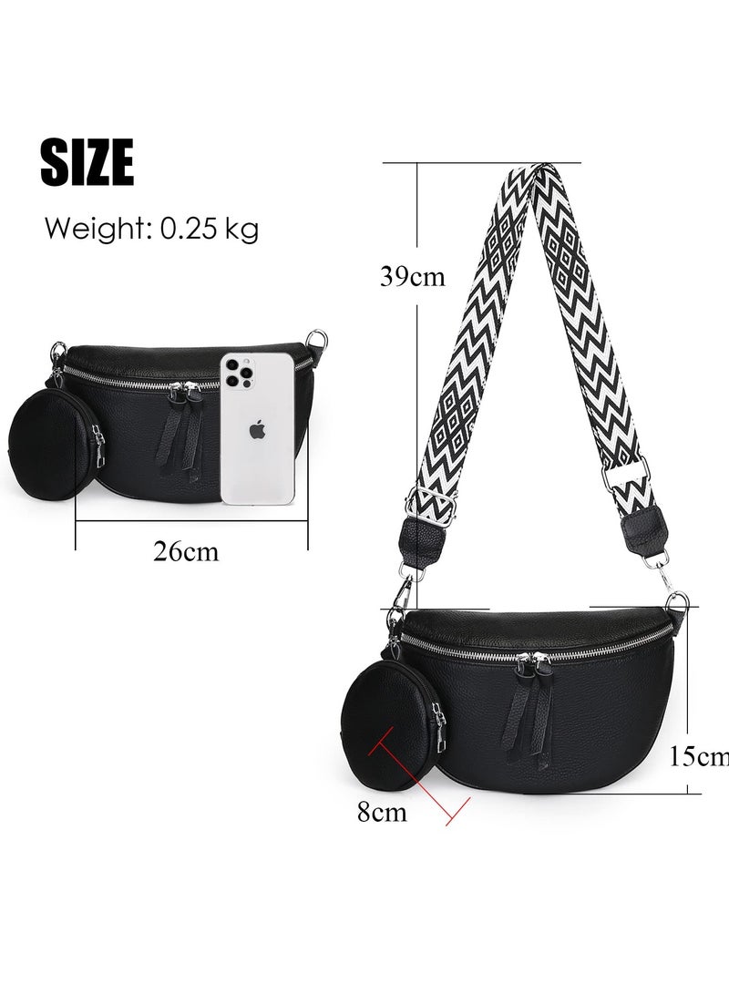 Zikra Cross Body Bag Women, Genuine Leather FashionSling Shoulder Bag for Women with Fashion Straps, Ladies Adjustable Multipurpose Chest Bag(Tan) - Image 3