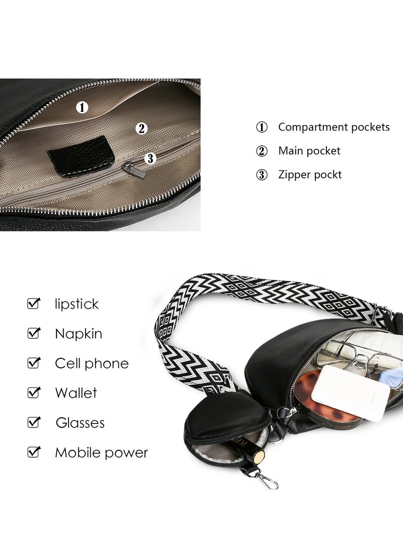 Zikra Cross Body Bag Women, Genuine Leather FashionSling Shoulder Bag for Women with Fashion Straps, Ladies Adjustable Multipurpose Chest Bag(Tan) - Image 4