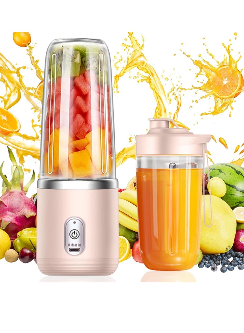 Gonice Portable Blender,Personal Size Blender Juicer Cup,Mini Blender,Blender Juicer Juice Cup,Fruit Blender Portable Fruit Cup,for Smoothies,Shakes,Fruit,Ice,350ML Blender Mixer,Handheld Travel,Home（Pink） - Image 1