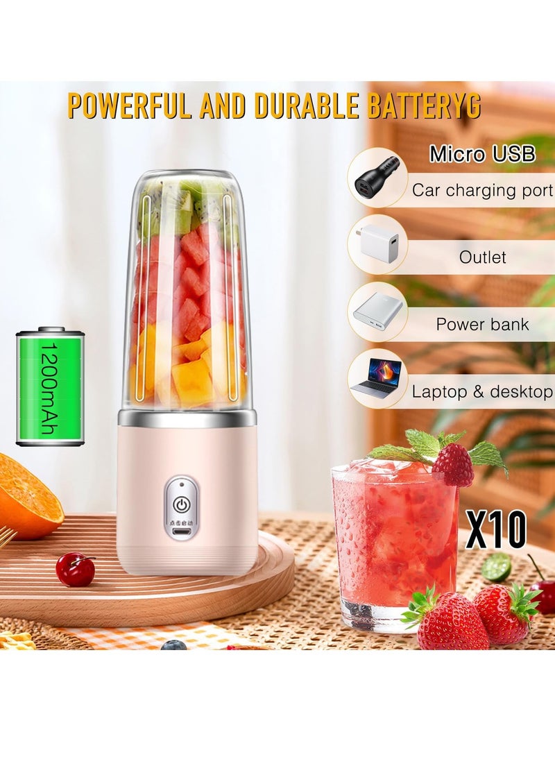 Gonice Portable Blender,Personal Size Blender Juicer Cup,Mini Blender,Blender Juicer Juice Cup,Fruit Blender Portable Fruit Cup,for Smoothies,Shakes,Fruit,Ice,350ML Blender Mixer,Handheld Travel,Home（Pink） - Image 2