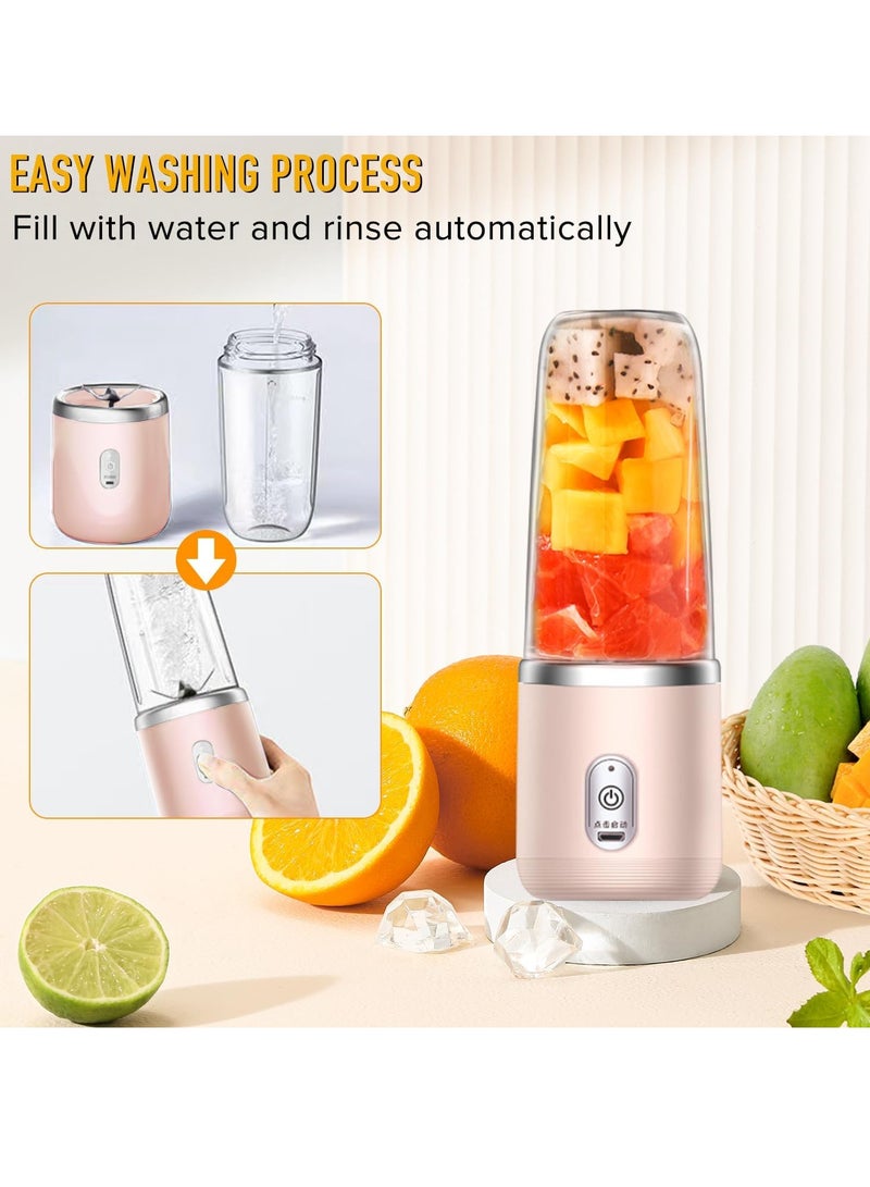 Gonice Portable Blender,Personal Size Blender Juicer Cup,Mini Blender,Blender Juicer Juice Cup,Fruit Blender Portable Fruit Cup,for Smoothies,Shakes,Fruit,Ice,350ML Blender Mixer,Handheld Travel,Home（Pink） - Image 4