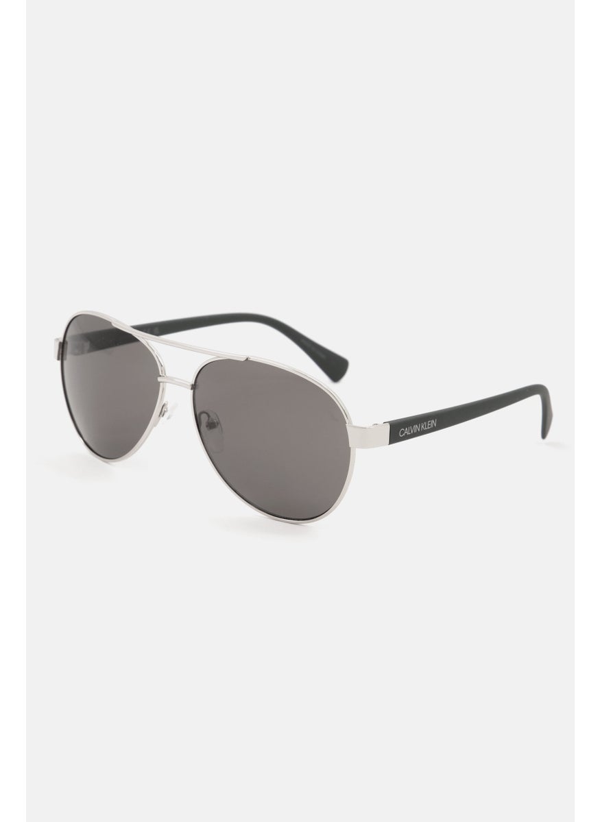 CALVIN KLEIN Men CK19316S Aviator Sunglasses, Silver  - Image 4