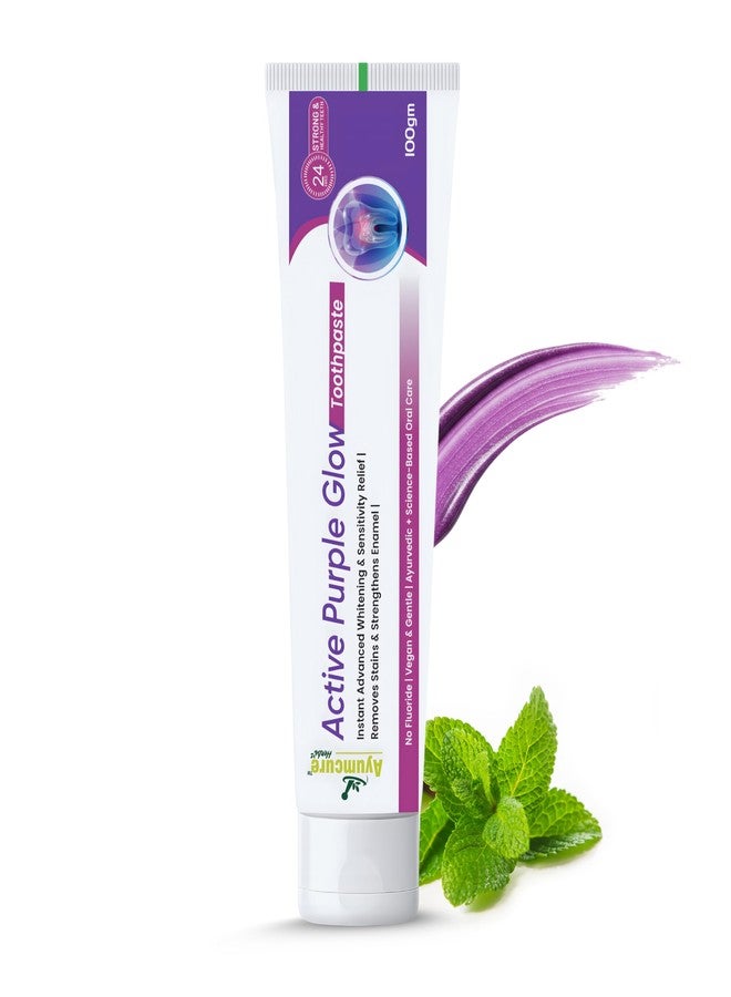 Ayumcure Active Purple Glow Toothpaste 100G | Helps Reduce Yellow Appearance & Supports Sensitivity Comfort | Removes Surface Stains & Supports Enamel Care | Fluoride Free, SLS Free, Vegan Oral Care - Image 1