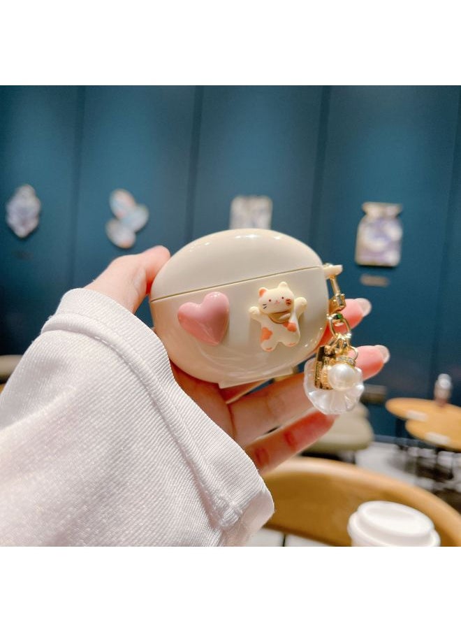 ماركة غير محددة - حافظة واقية لسماعات الرأس Honor Earbuds X7 Bluetooth حافظة ناعمة كرتونية Love Flower DIY-اللون: أبيض عتيق السعادة إلى الغنية + طراز القلادة: Huaqiangbei Pro 4 - Image 1