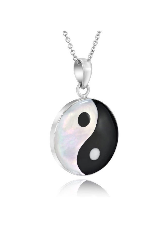 AeraVida Yin Yang Balance Of Life .925 Sterling Silver Necklace For Men And Women, 18 Inch  - Image 2